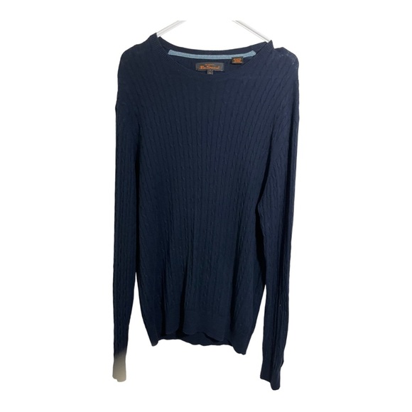 Ben Sherman mens crew neck cable knit pattern cotton cashmere blend size large - Picture 1 of 11